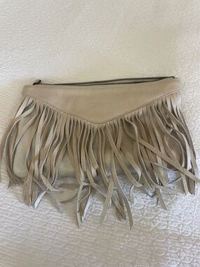 Liebeskind Beige Fringe Leather Clutch